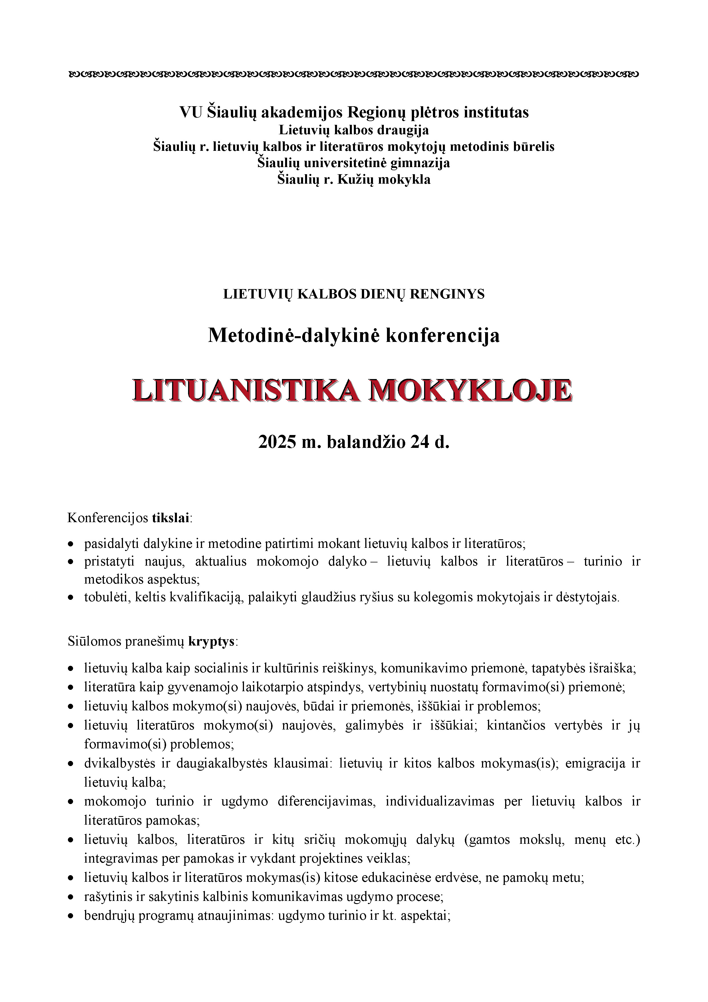 Konferencijos Lituanistika mokykloje kvietimas Page 2